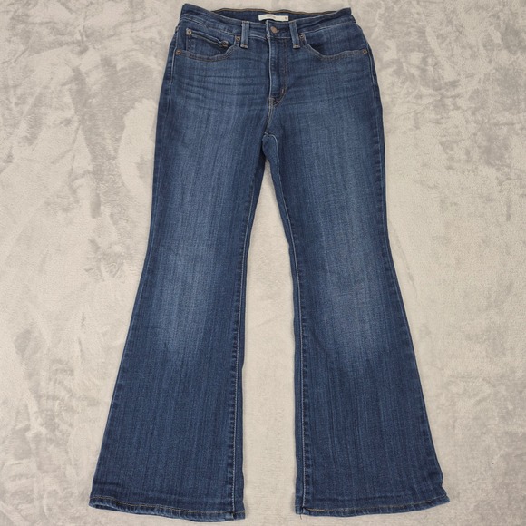 Levis 726 High Rise Flare Jeans Women 30 Dark Wash Blue Denim A3410-0005 Stretch - Picture 2 of 12